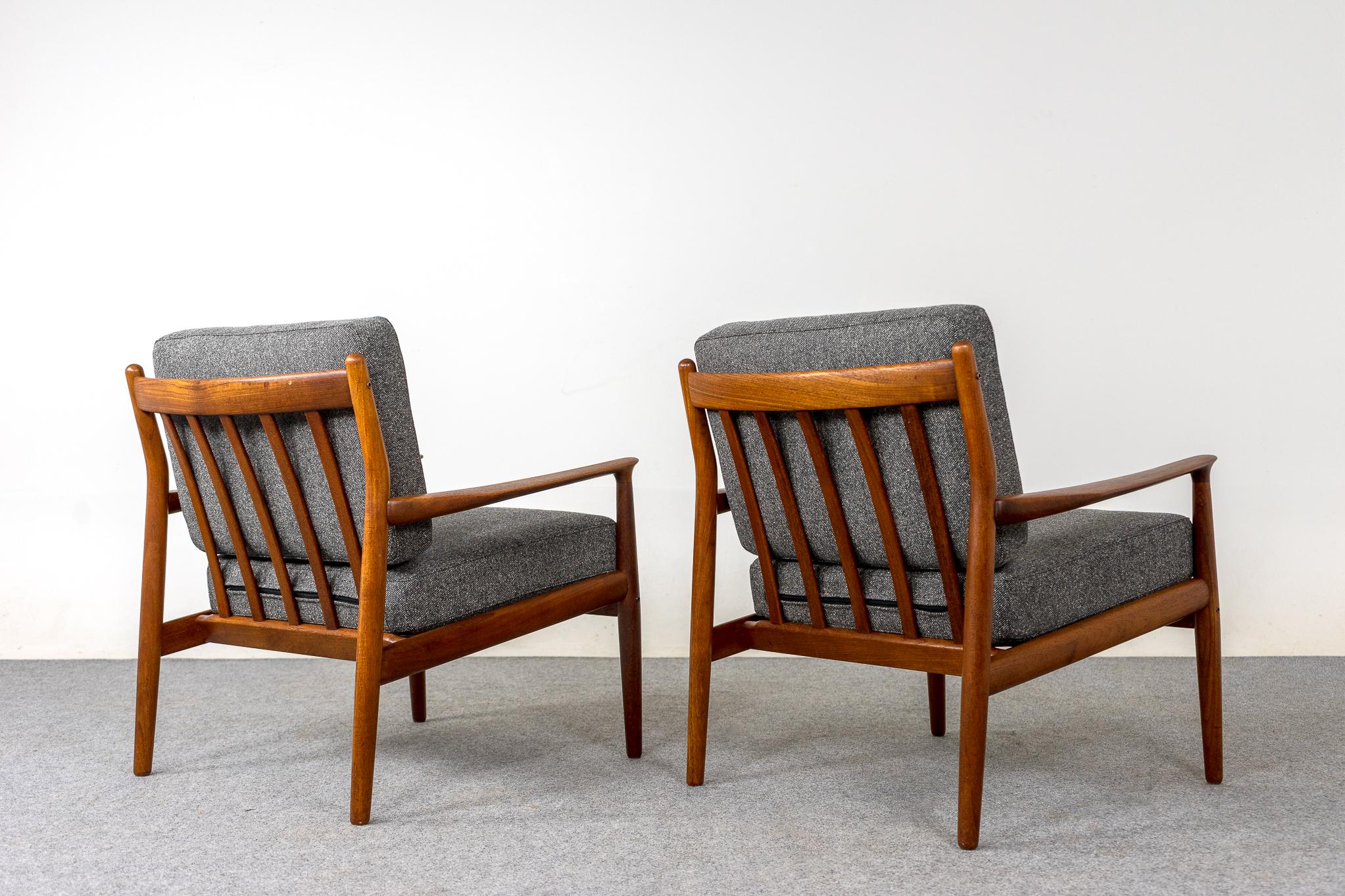 Wool Pair of Danish Modern Teak Lounge Chairs, by Svend Erikson