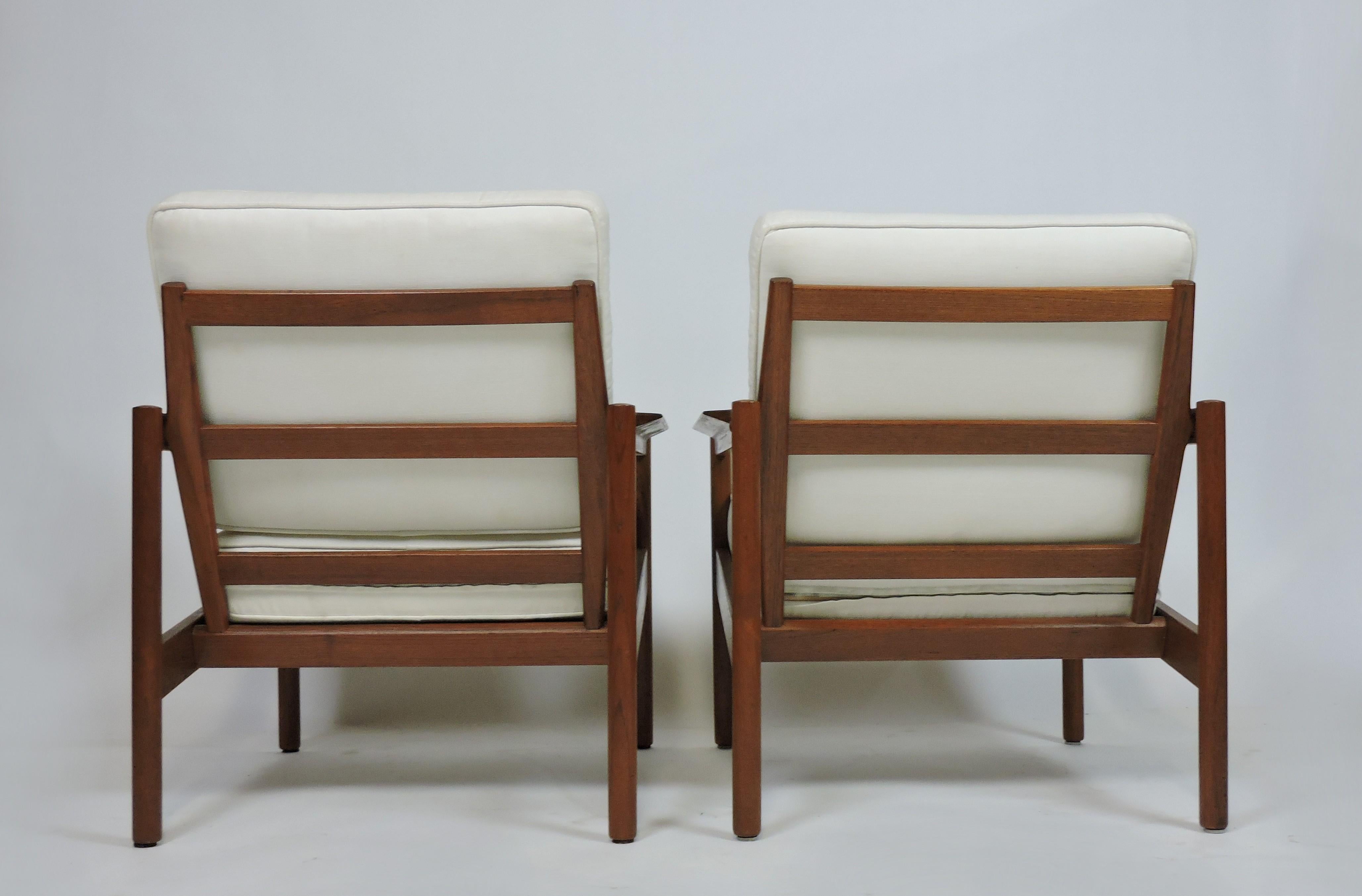 Mid-20th Century Pair of Kai Kristiansen Danish Modern Teak Magnus Olesen Lounge Armchairs For Sale