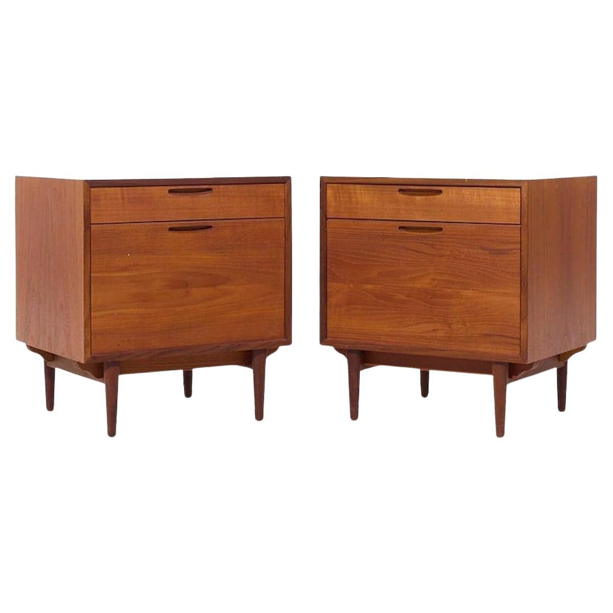 Pair of danish modern teak nightstands by Kofod Larsen Denmark