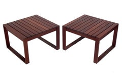 Pair of Danish Modern Teak Slat End Tables
