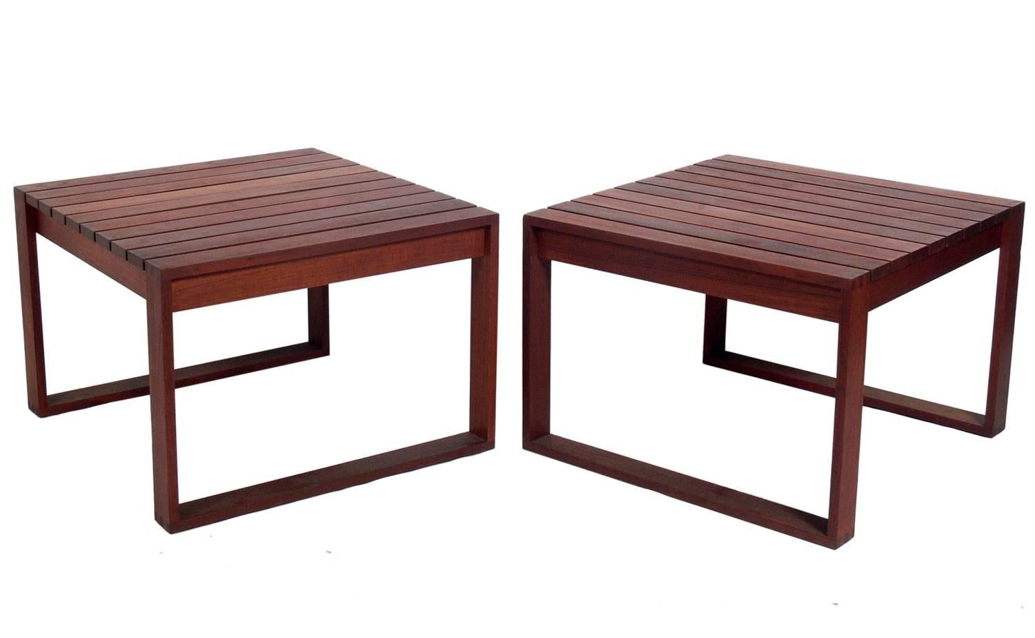 Pair of Danish Modern Teak Slat End Tables In Good Condition For Sale In Atlanta, GA