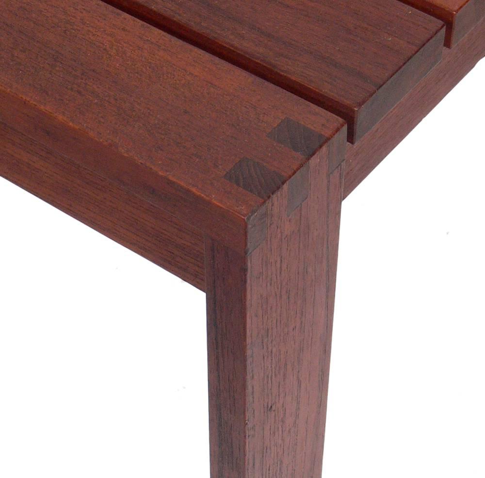 Mid-20th Century Pair of Danish Modern Teak Slat End Tables For Sale