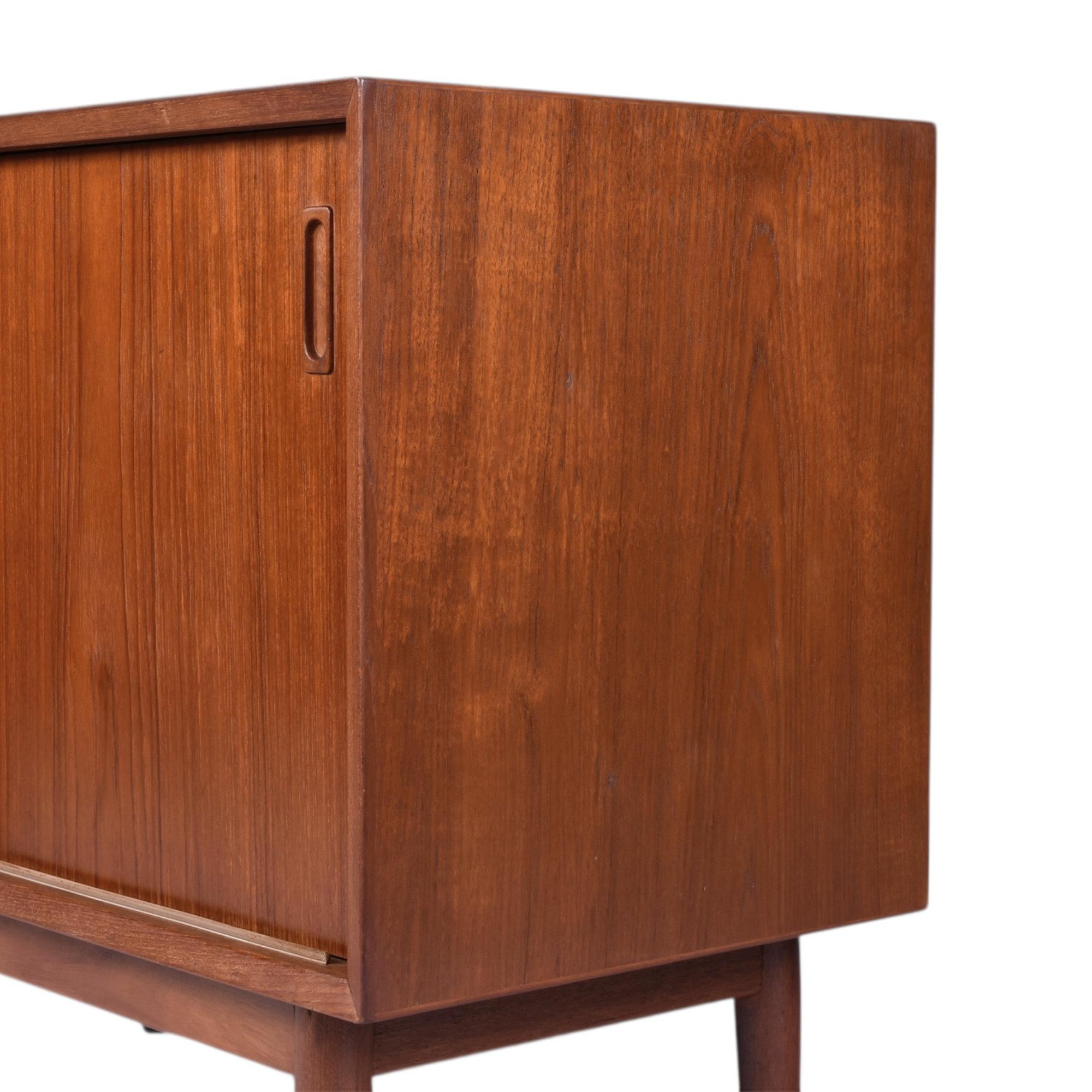 Pair of Danish Modern Teak Sliding Door Cabinets by Lyby Mobler For Sale 5