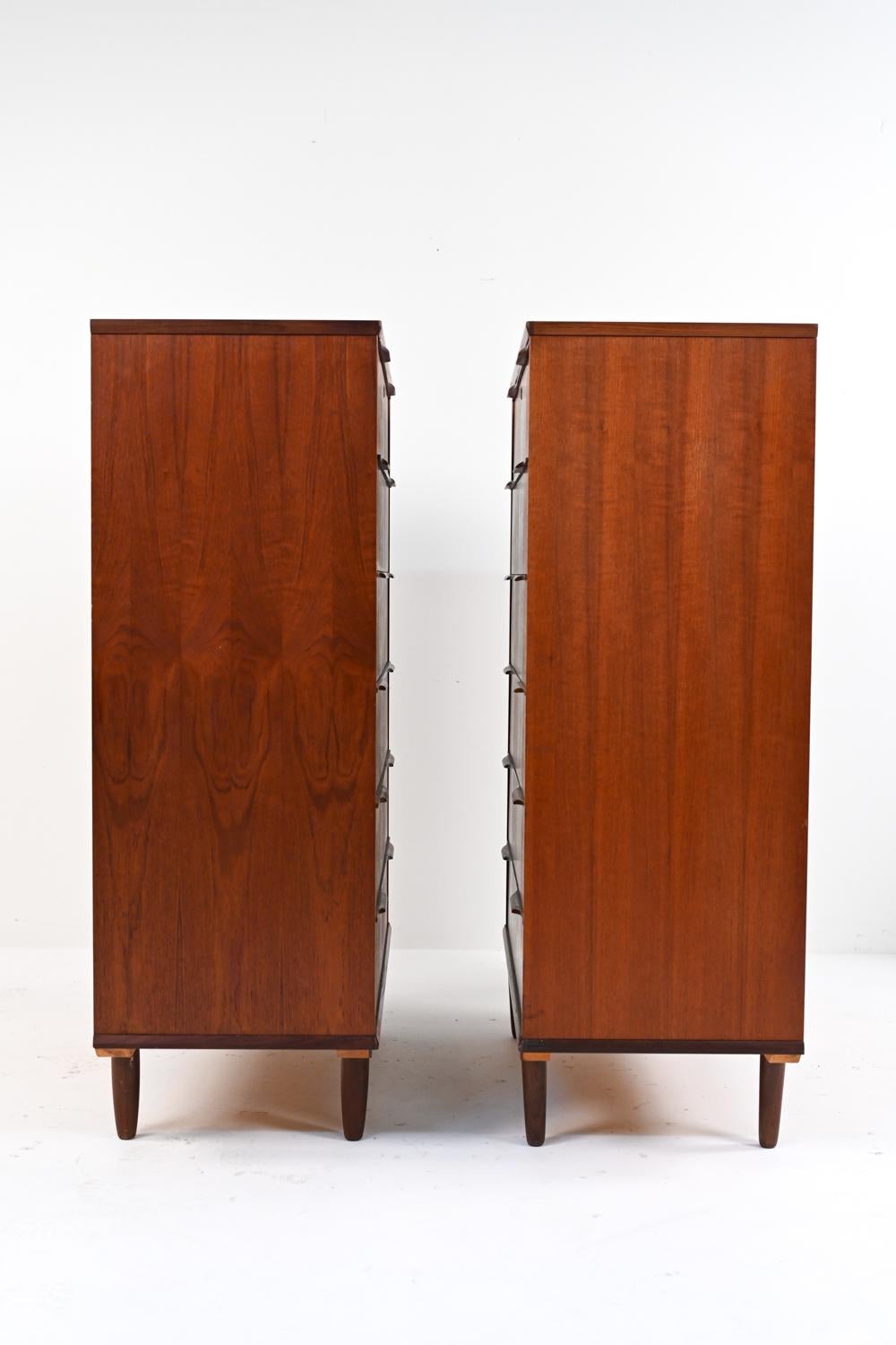 Pair of Danish Modern Teak Tallboy Dressers, c. 1960's For Sale 5