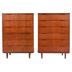 Pair of Danish Modern Teak Tallboy Dressers, c. 1960's
