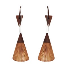 Retro Pair of Danish Modern Teak Wall-Mount Swing-Arm Lamps, 1960s