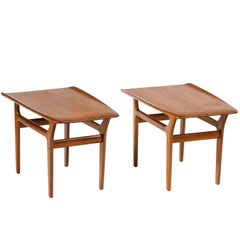 Pair of Danish Modern Teak Wood Side Tables in the Style of Poul Jensen