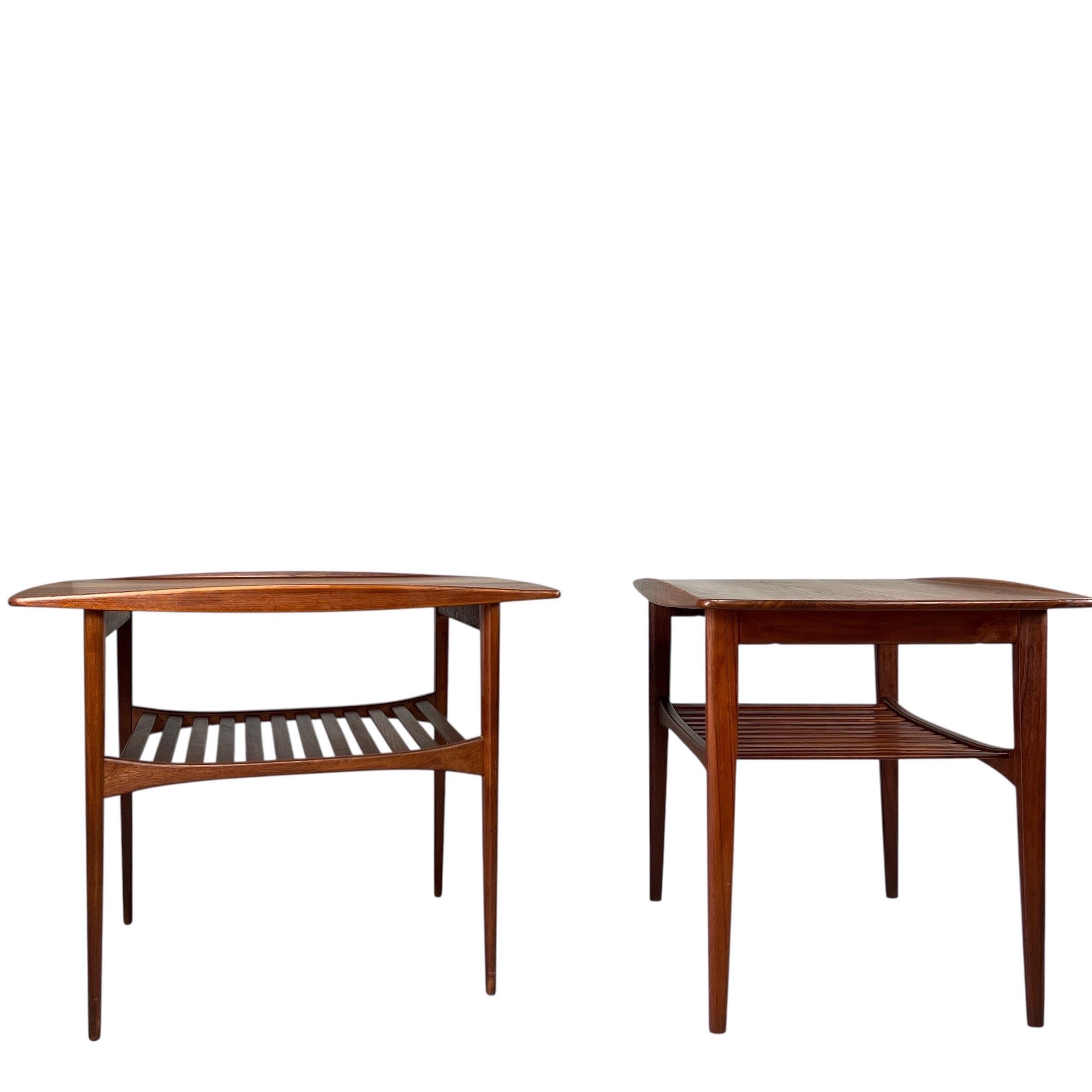 A vendre cette paire de tables d'appoint danoises, les tables sont en teck massif et sont marquées comme indiqué sur les photos.