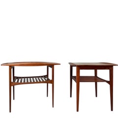 Coppia di tavolini danesi moderni Tove & Edvard Kindt-Larsen in teak