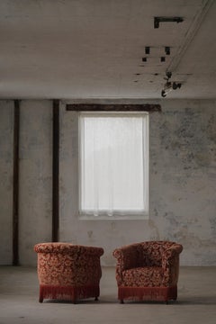 Pair of Danish Modern Vintage Lounge / Club Chairs in Floral Upholstery, 1940s