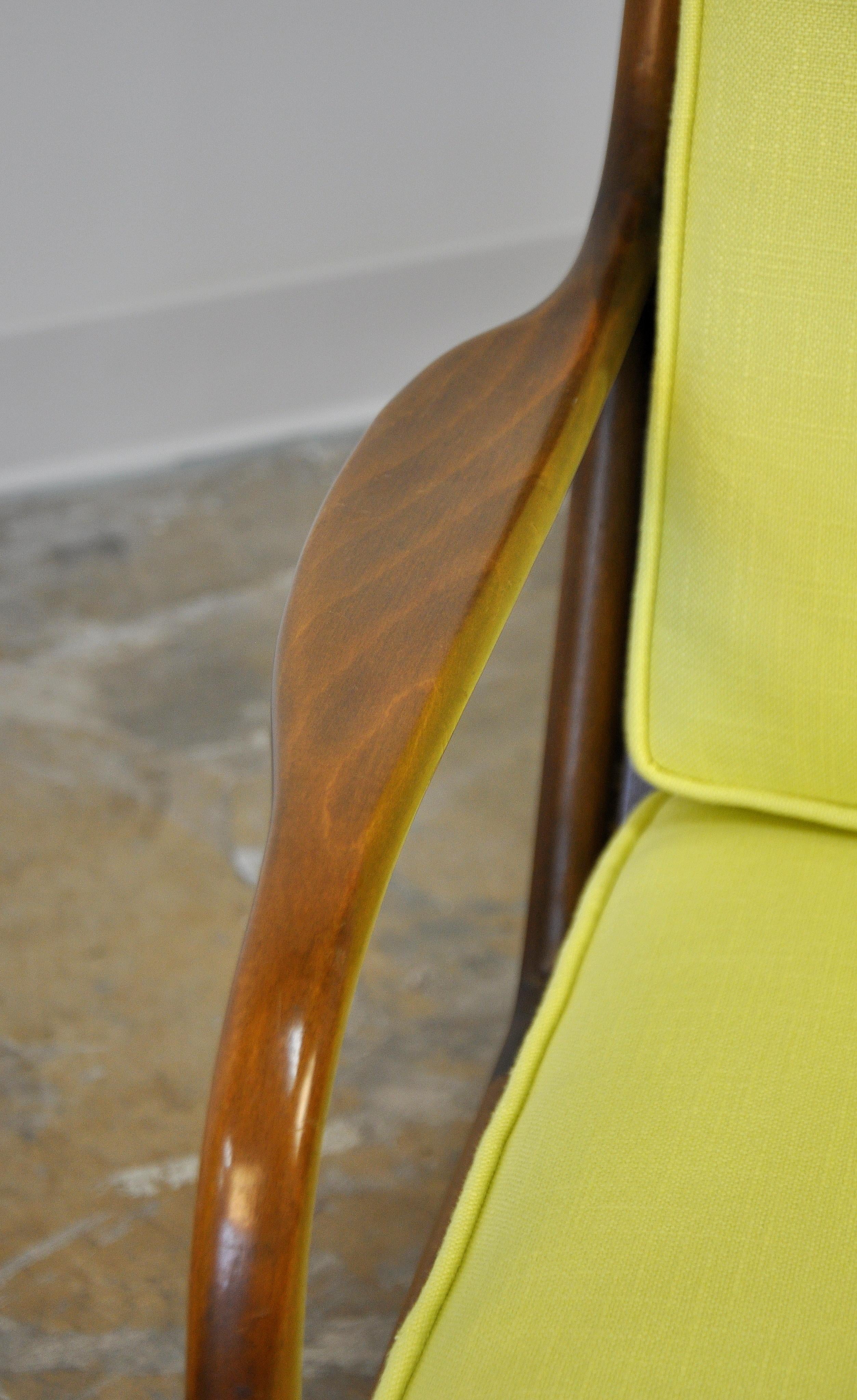 Pair of Danish Mid-Century Modern Yellow Lounge Chairs and Ottoman 5