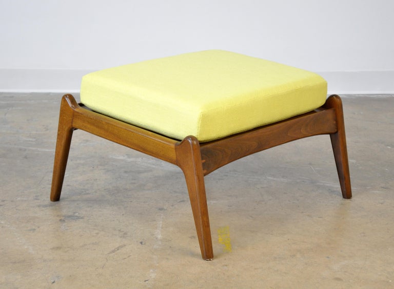 Pair Of Danish Mid Century Modern Yellow Lounge Chairs And Ottoman For Sale At 1stdibs