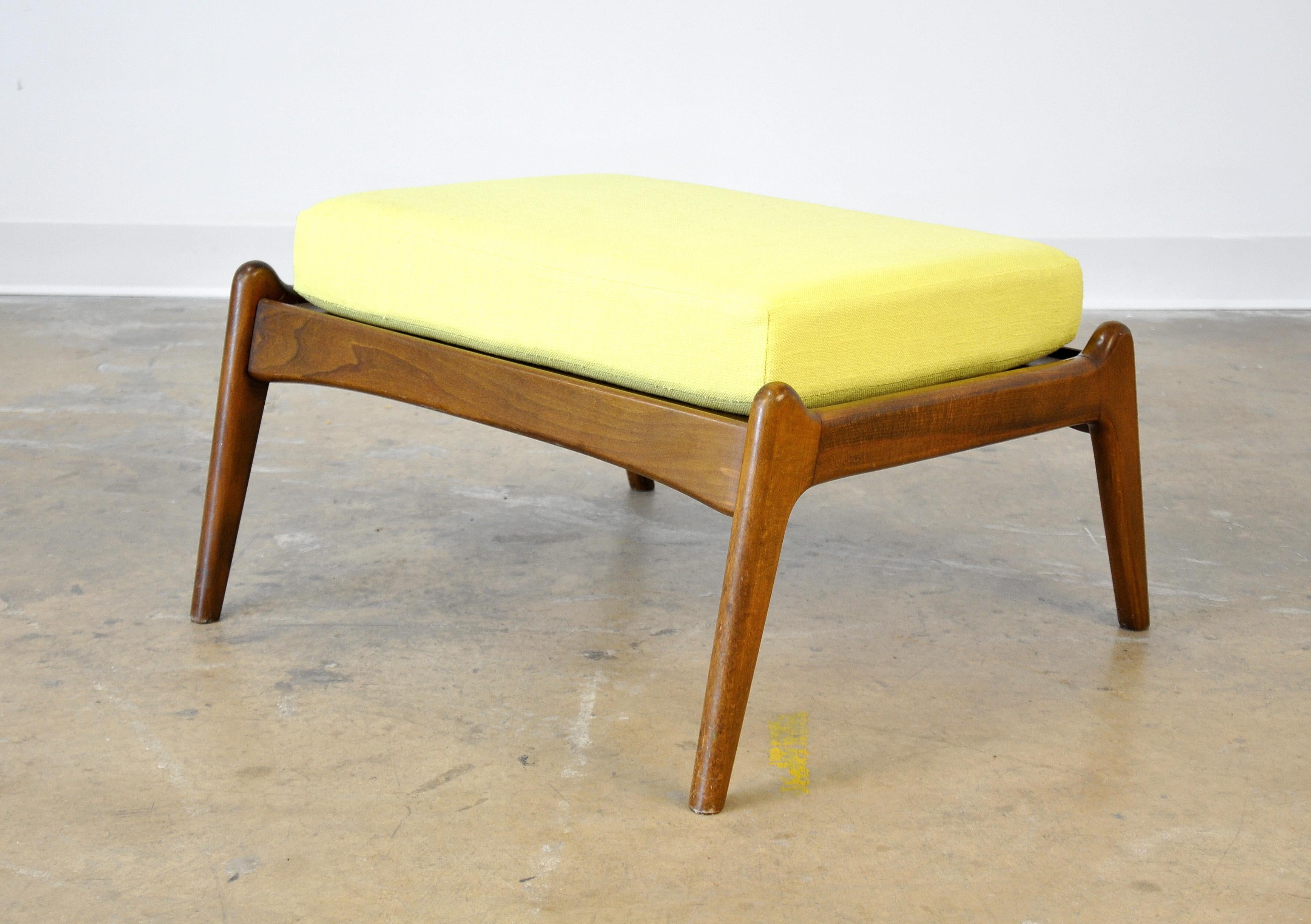 Pair of Danish Mid-Century Modern Yellow Lounge Chairs and Ottoman 9