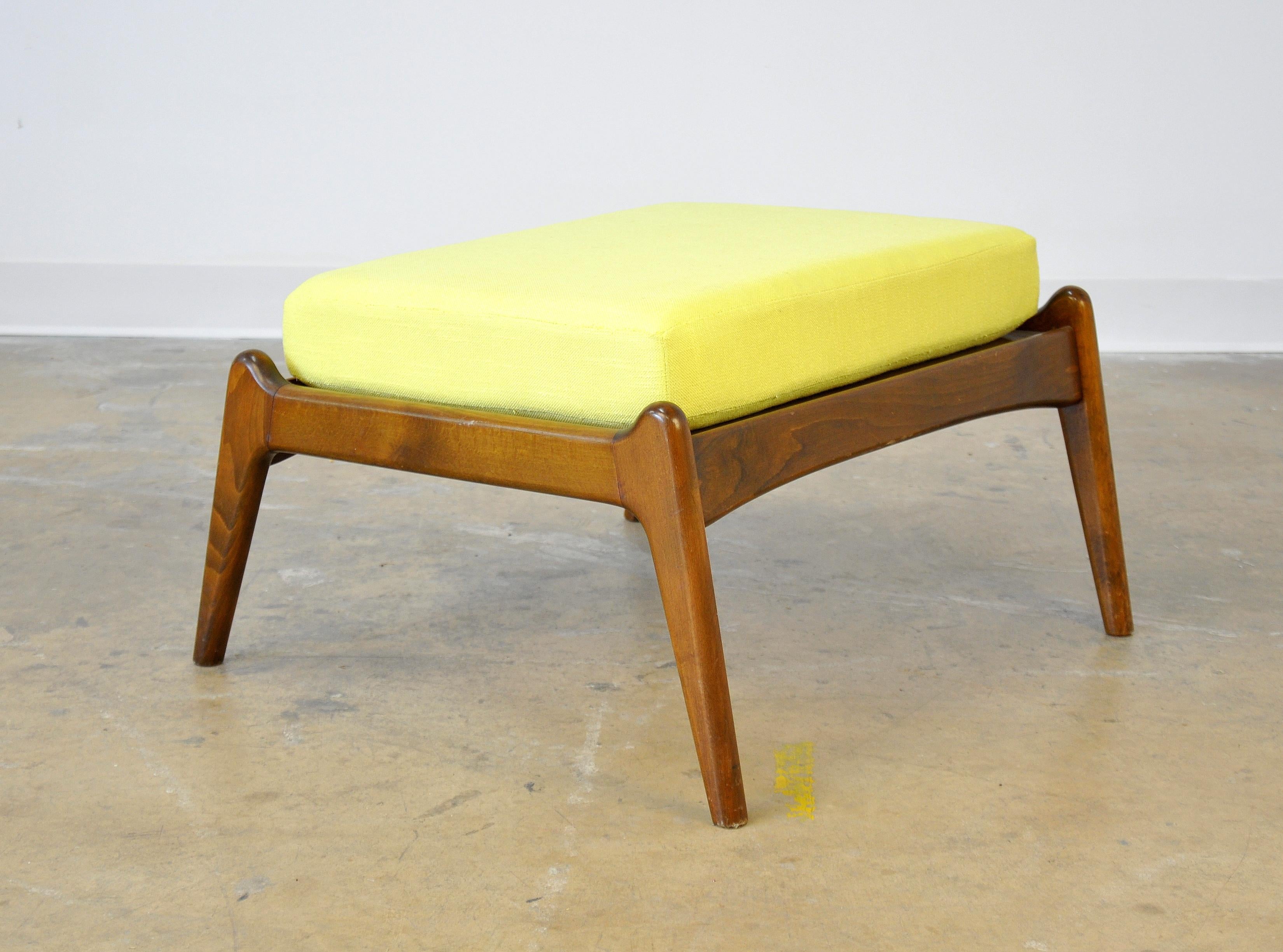 Pair of Danish Mid-Century Modern Yellow Lounge Chairs and Ottoman 10