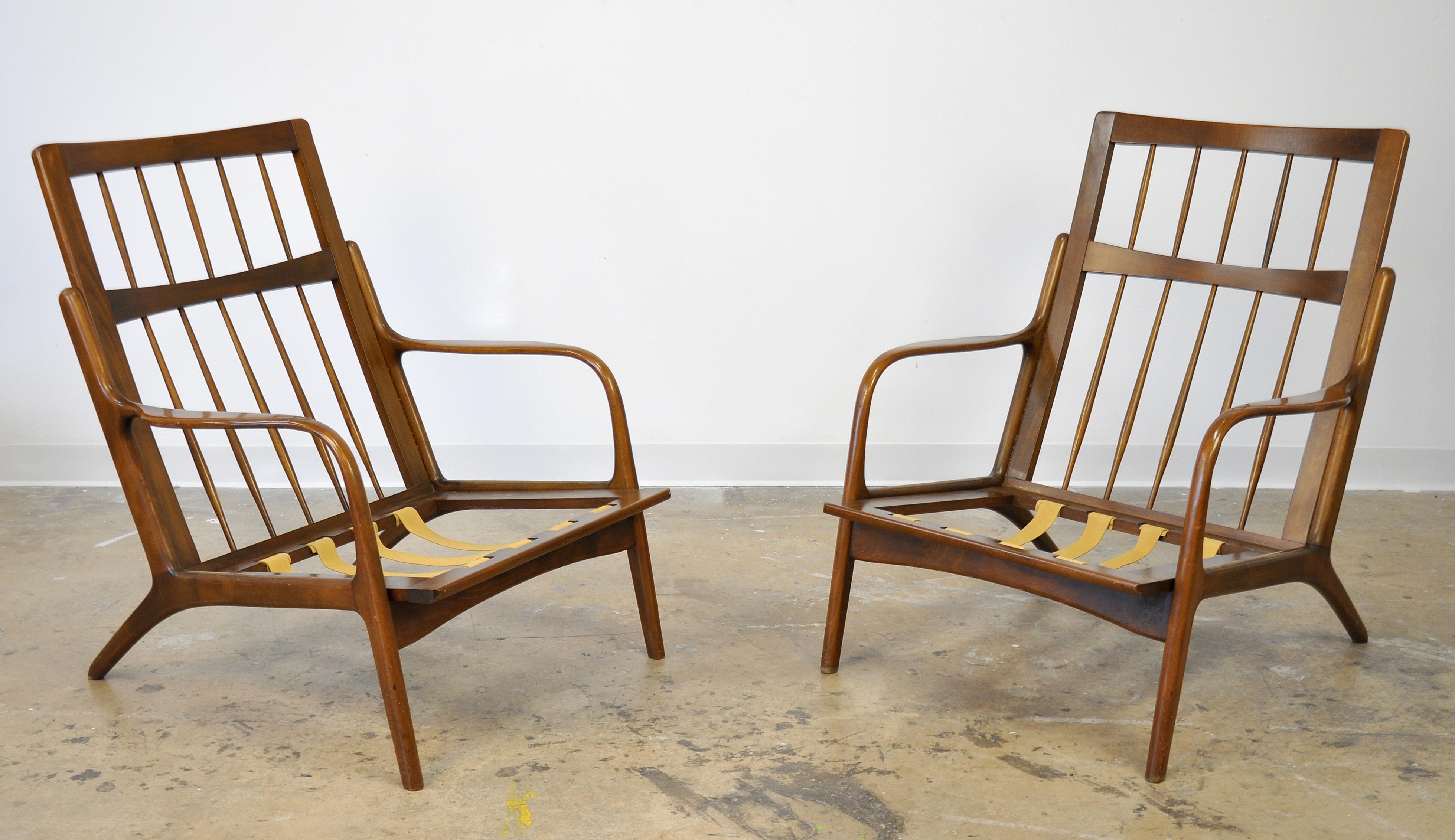 Pair of Danish Modern Yellow Lounge Chairs 4