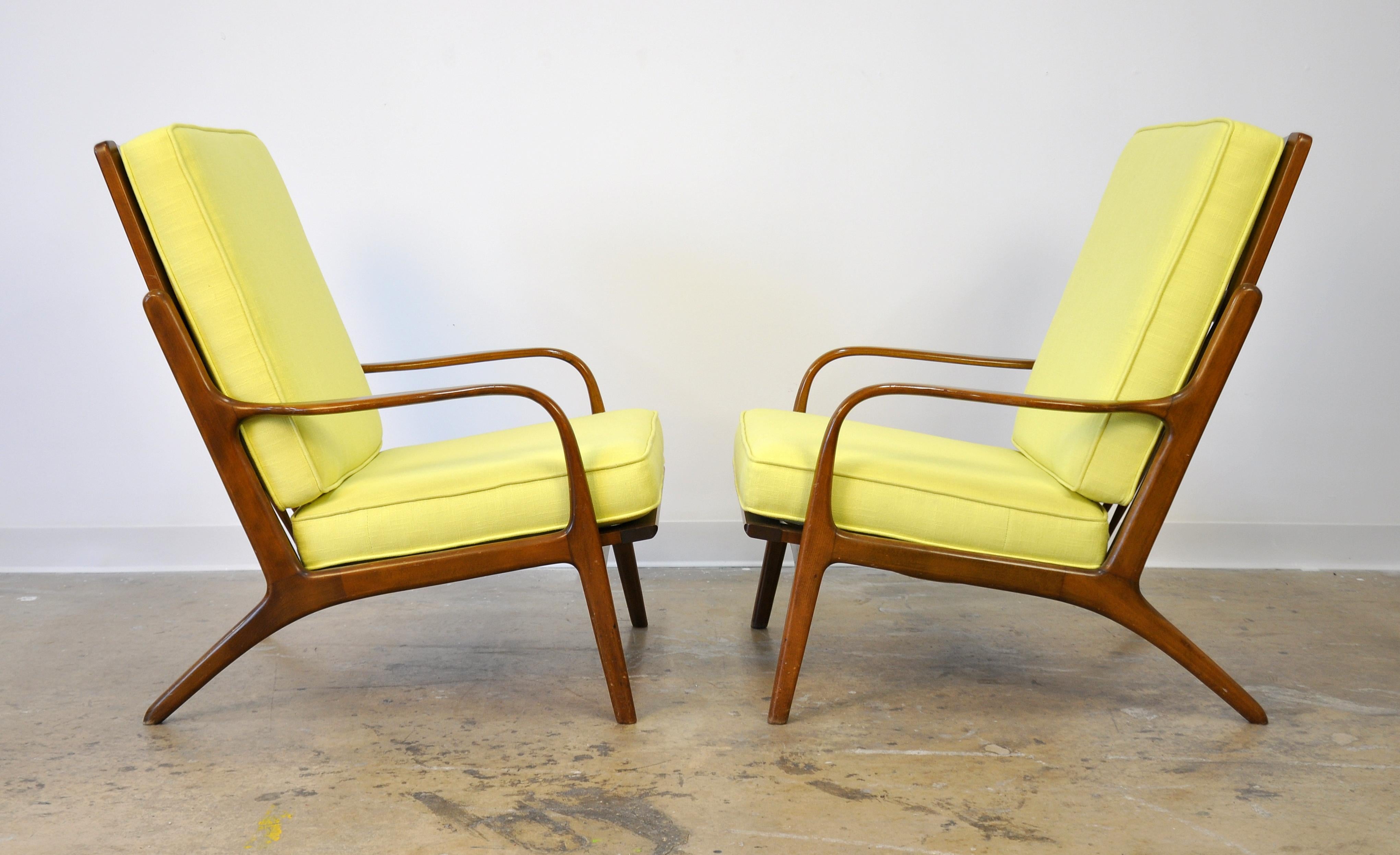 Mid-20th Century Pair of Danish Modern Yellow Lounge Chairs