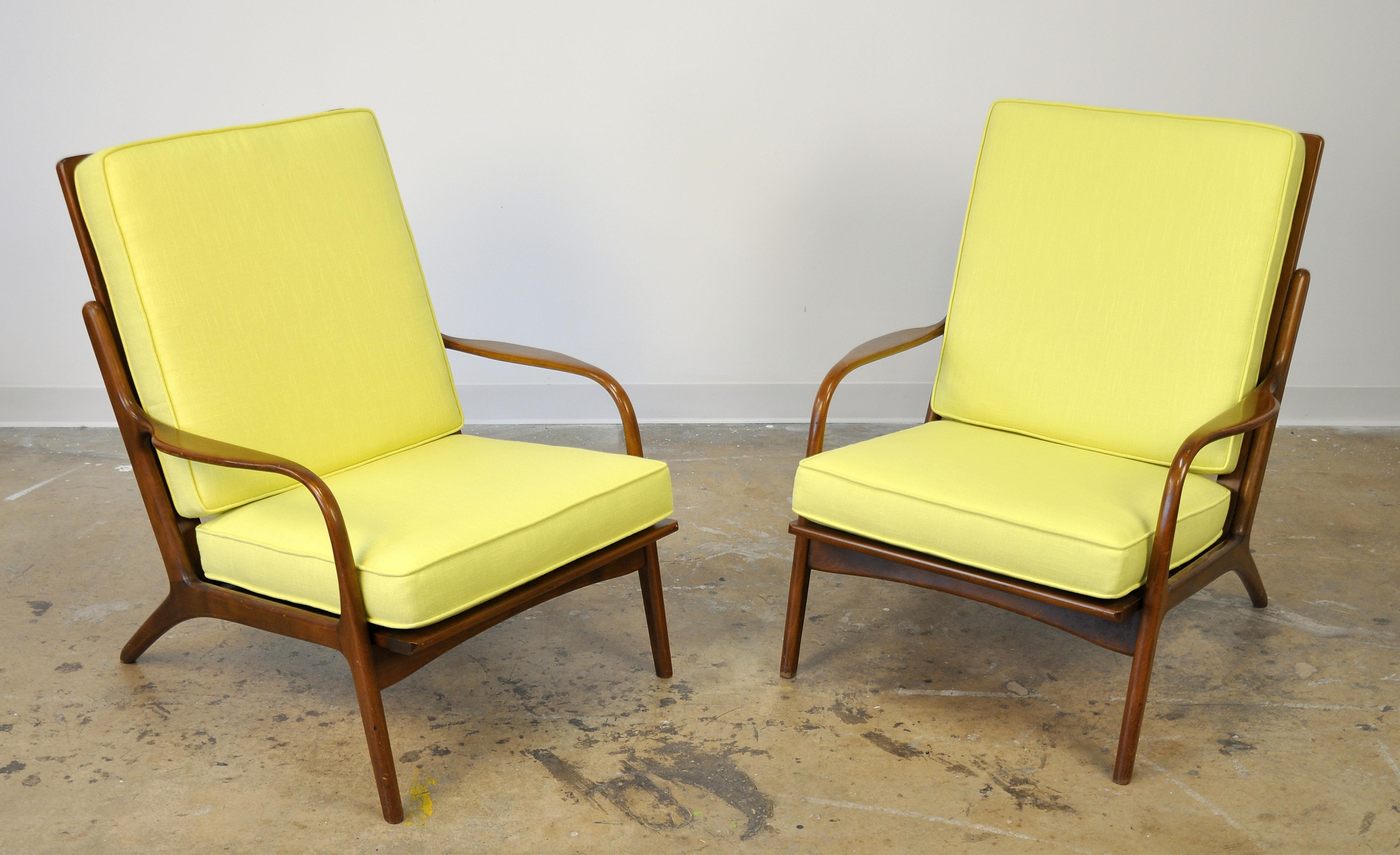 Pair of Danish Modern Yellow Lounge Chairs 3