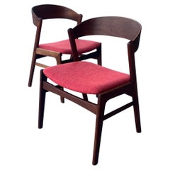 Pair of Danish Modern Teak Scissors Chairs Ribbon Back