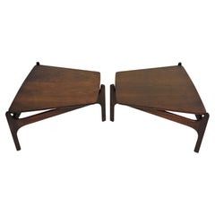 Pair of John Keal for Brown Saltman Tripod End Side Tables Danish Style