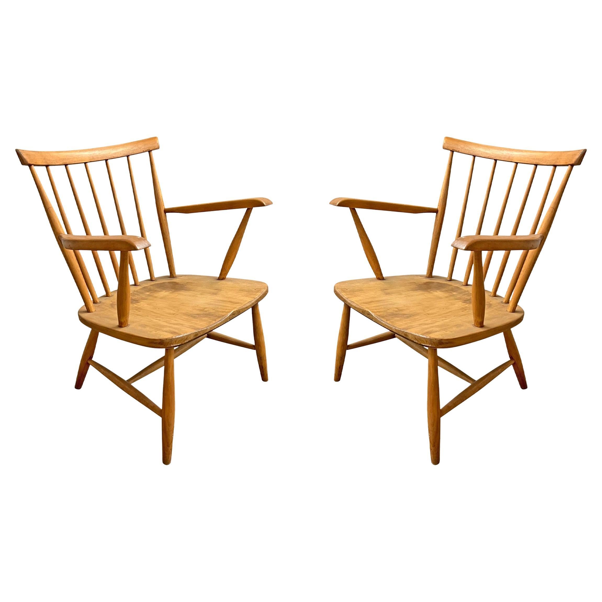 Pair of Danish Modern Windsor Armchairs For Sale