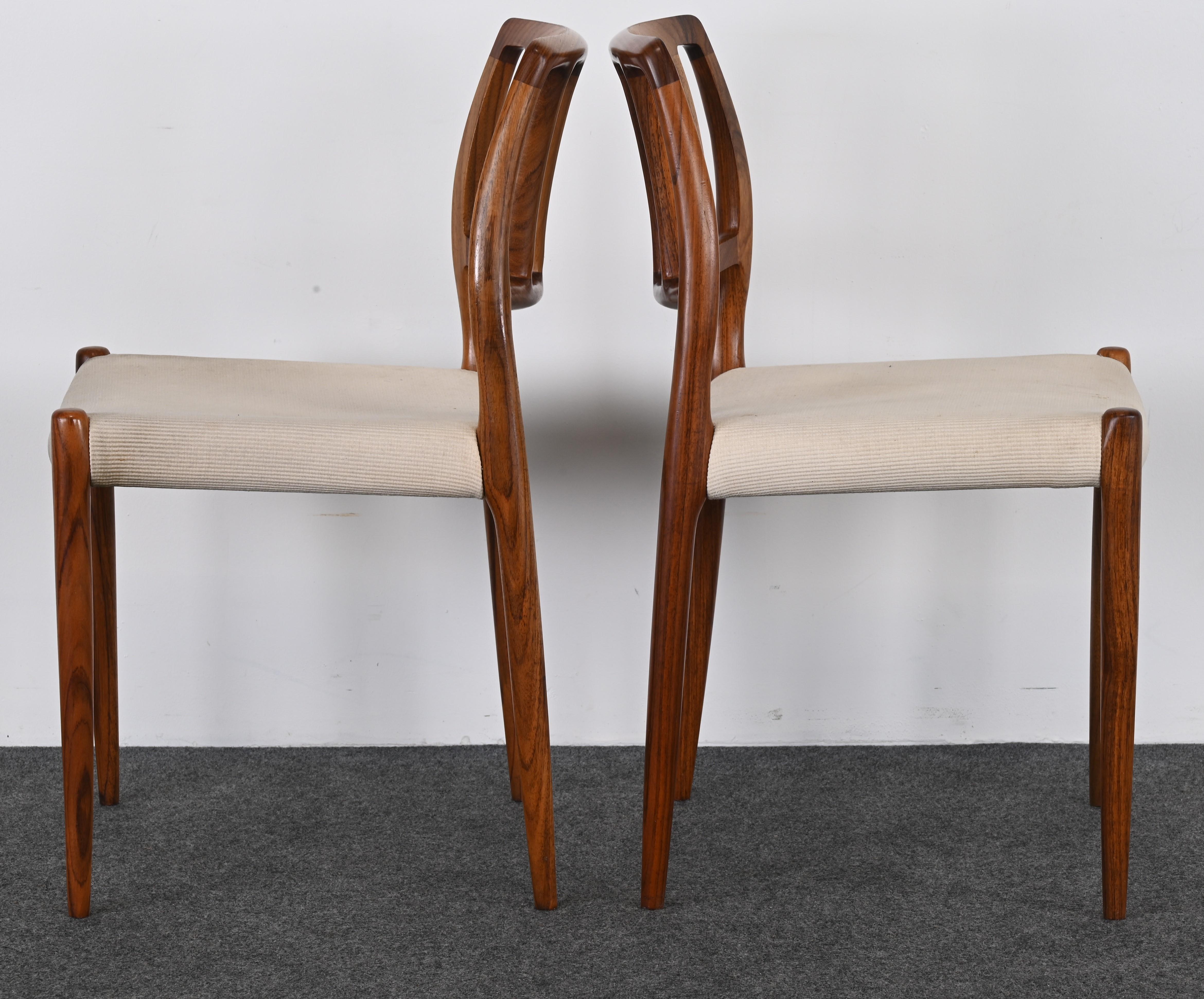 Paar dänische Neils Otto Moller-Stühle von Neils Otto Moller für J. L. Moller, Modell 83, Rosenholz  im Angebot 9