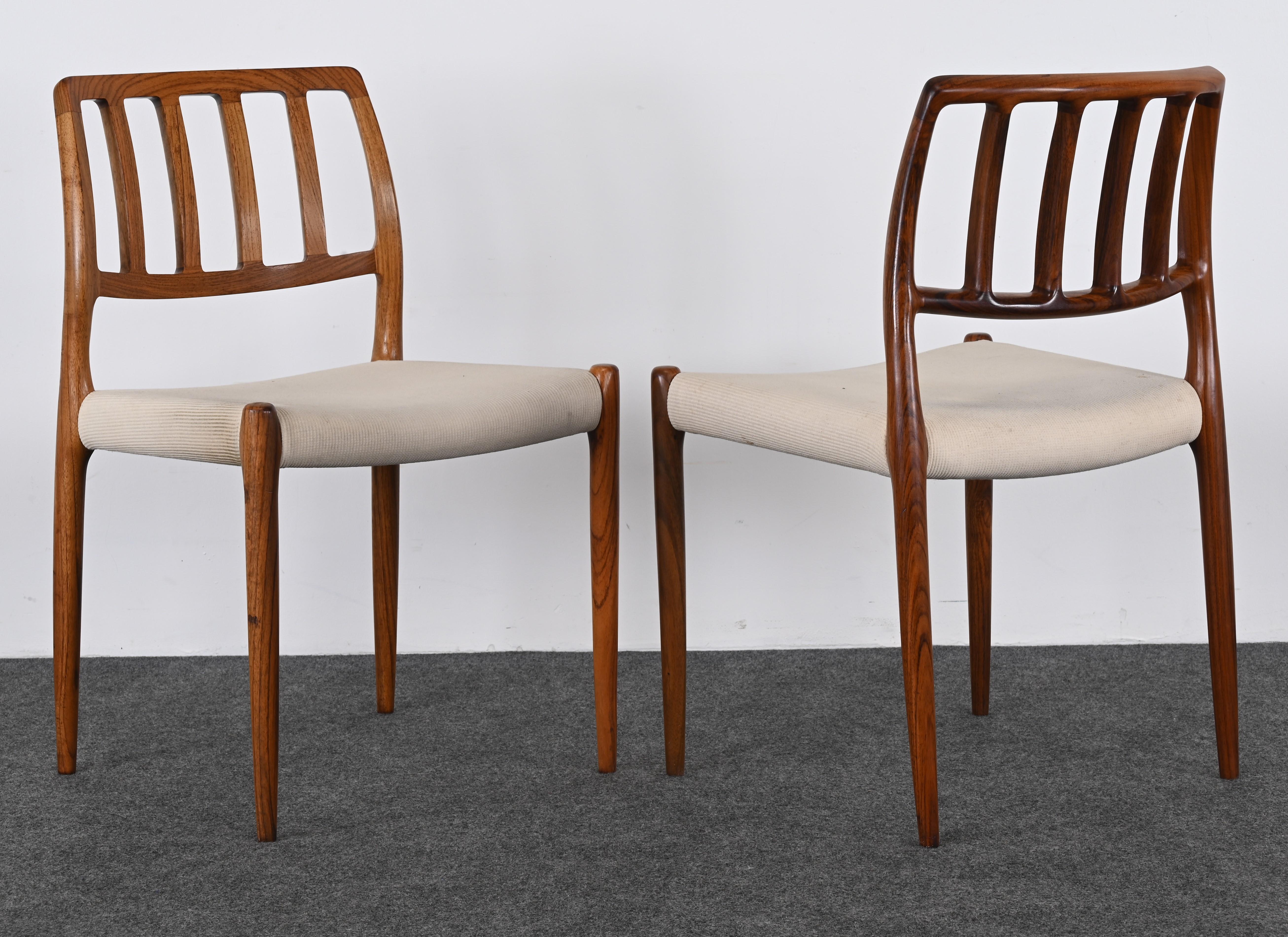 Pair of Danish Neils Otto Moller Chairs for J. L. Moller Model 83 Rosewood  For Sale 11