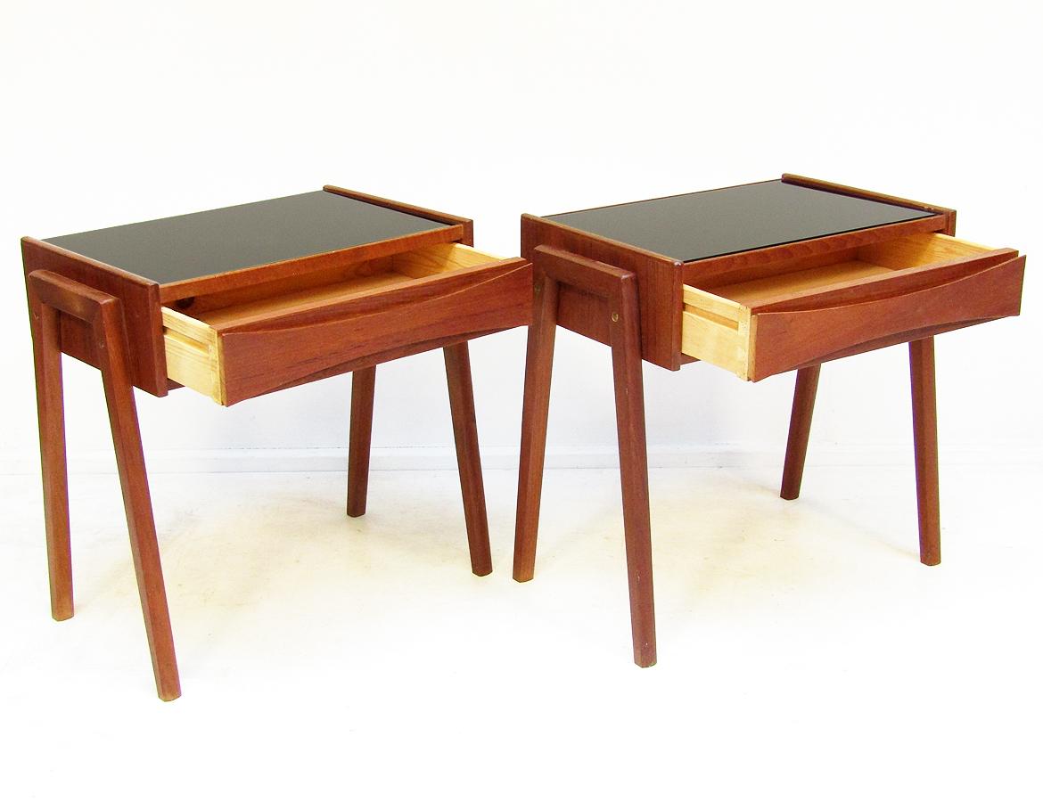 Pair of Danish Nightstand Side Tables Attributed to Arne Vodder 1