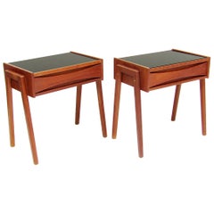 Pair of Danish Nightstand Side Tables Attributed to Arne Vodder