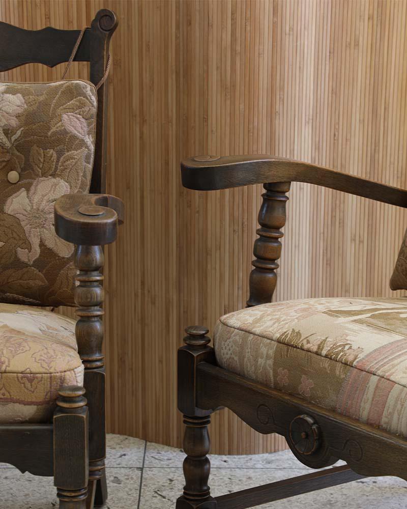 Mid-20th Century Pair of Danish Oak Arm Chairs For Sale