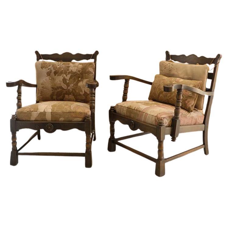 Pair of Danish Oak Arm Chairs For Sale