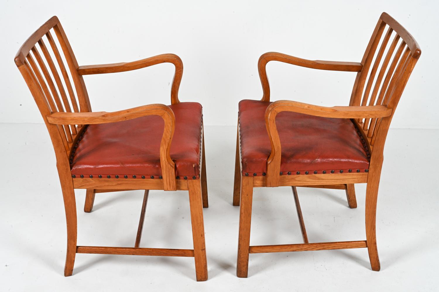 Pair of Danish Oak Armchairs Attributed to Steen Eiler Rasmussen, c. 1950's For Sale 11