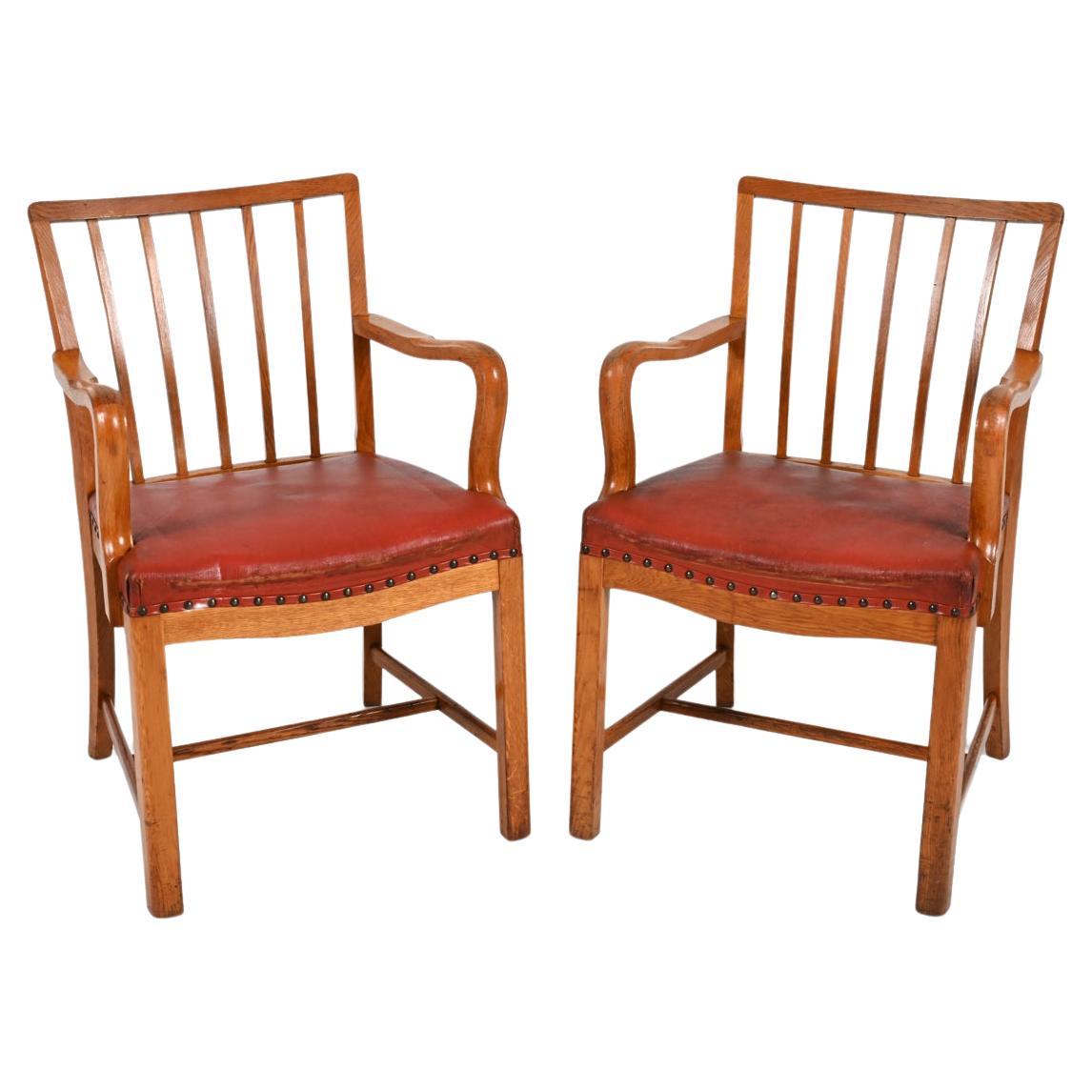 Pair of Danish Oak Armchairs Attributed to Steen Eiler Rasmussen, c. 1950's For Sale