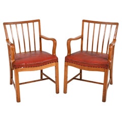 Retro Pair of Danish Oak Armchairs Attributed to Steen Eiler Rasmussen, c. 1950's