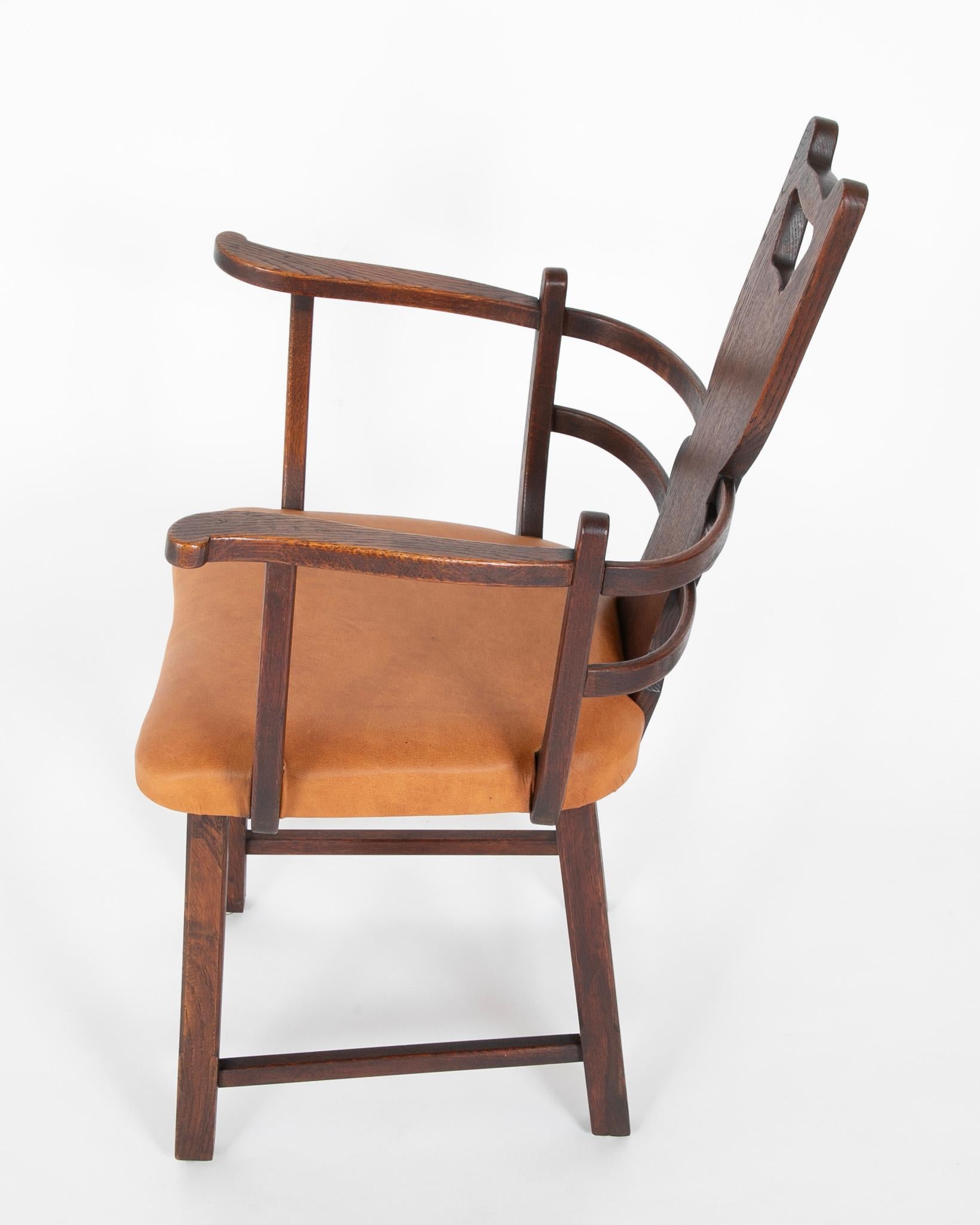 20th Century Pair of Rustic Danish Oak Armchairs For Sale