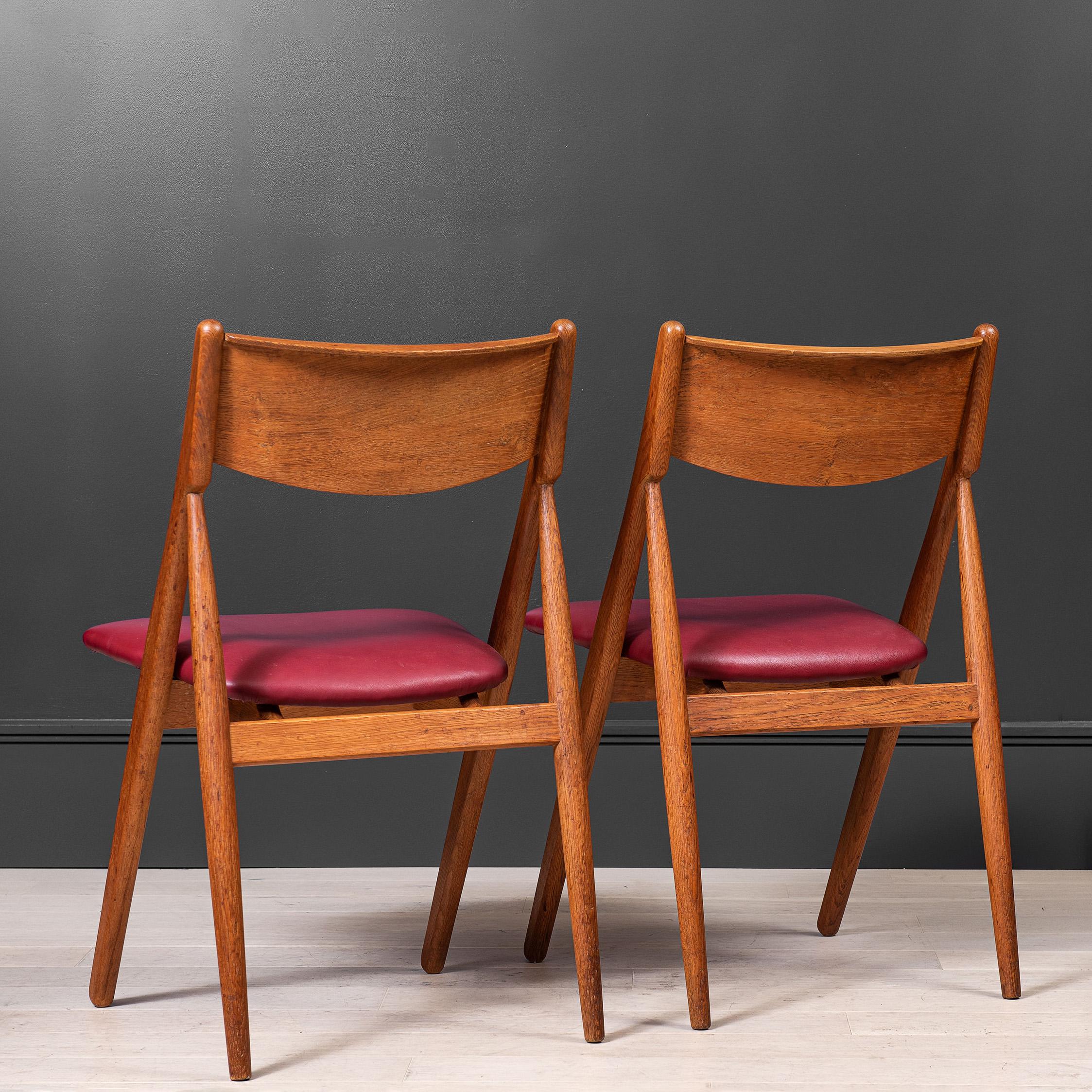 Mid-Century Modern Pair of Danish Oak Chairs
