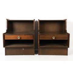 Pair of Danish Oak Nightstands With Drawer and Open Shelf, Circa 1970s