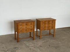 Pair of Danish Oak Rococo Chest of Drawers / Nightstands, 1960s