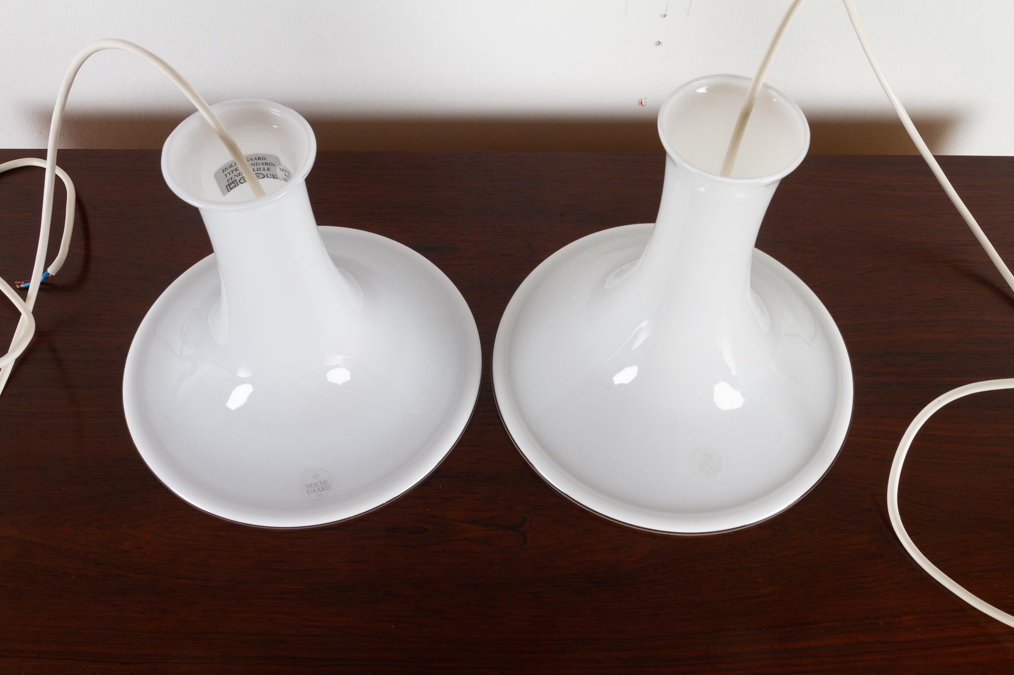 Pair of Danish Opaline Pendants 