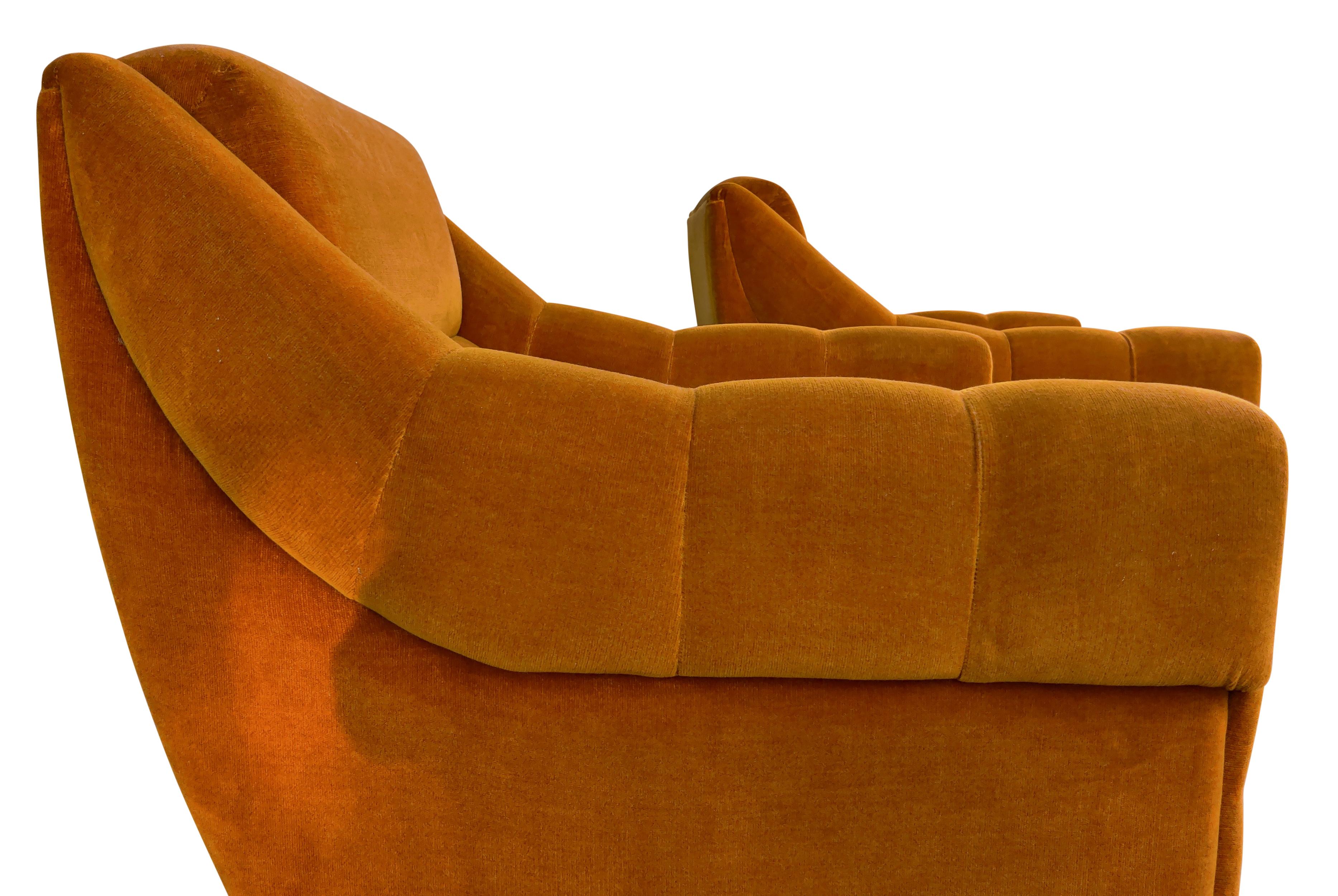 Pair of Danish Orange Upholstered Lounge Chairs on Wheels Mid-Century-Modern 4