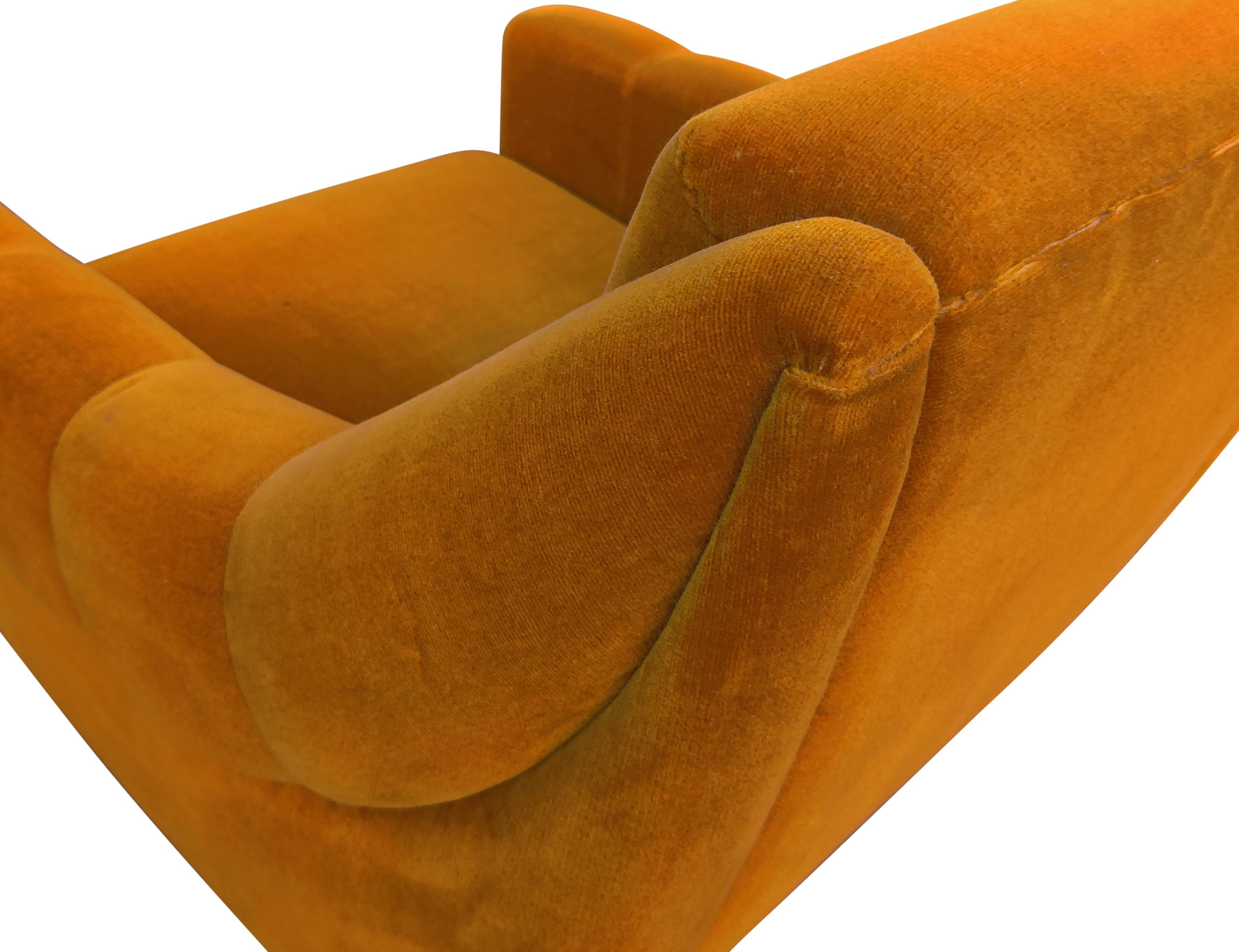 Pair of Danish Orange Upholstered Lounge Chairs on Wheels Mid-Century-Modern 9