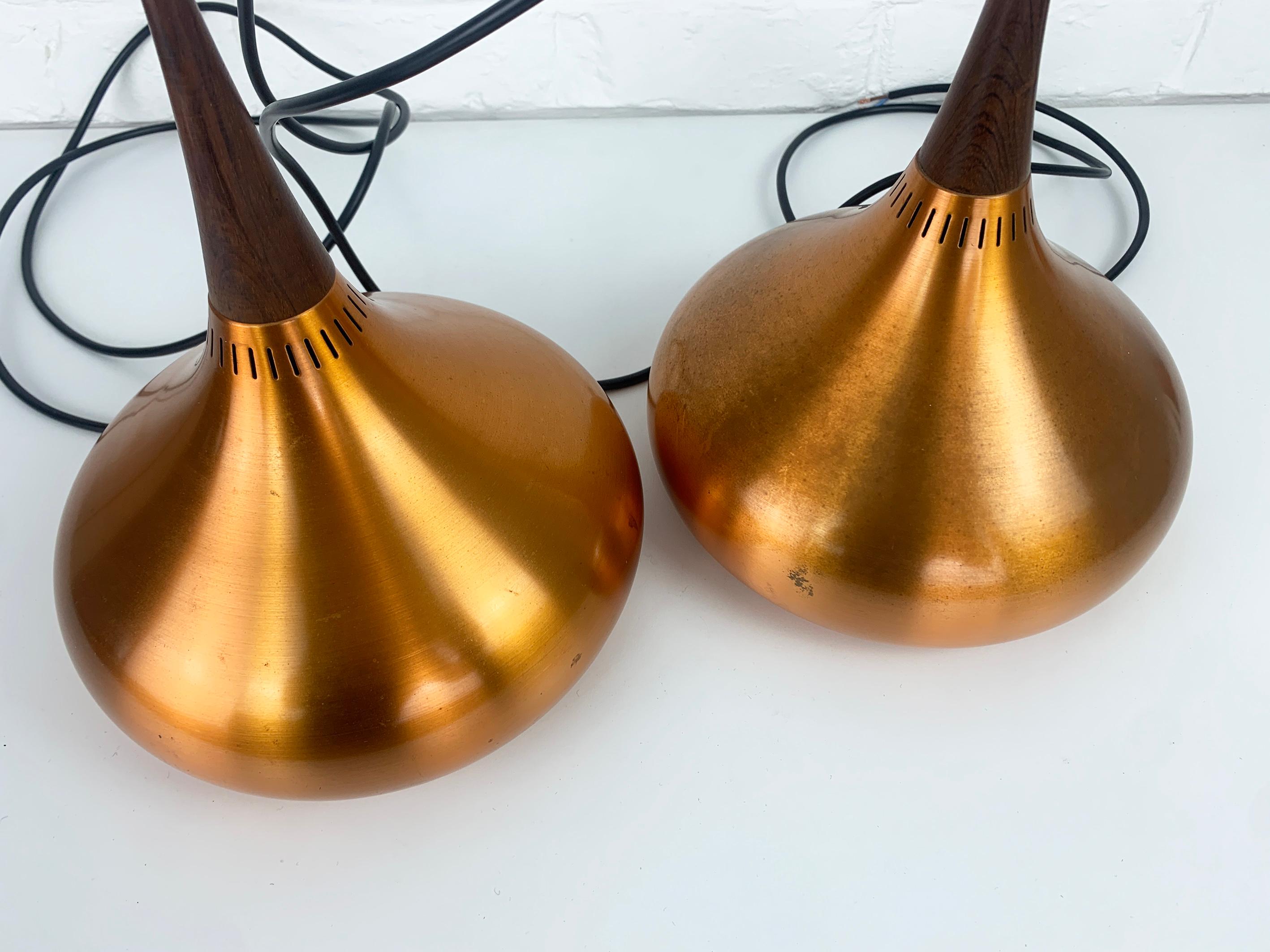 Pair of Danish Orient Minor Pendant Lamps in Copper, Jo Hammerborg, Fog & Mørup For Sale 4