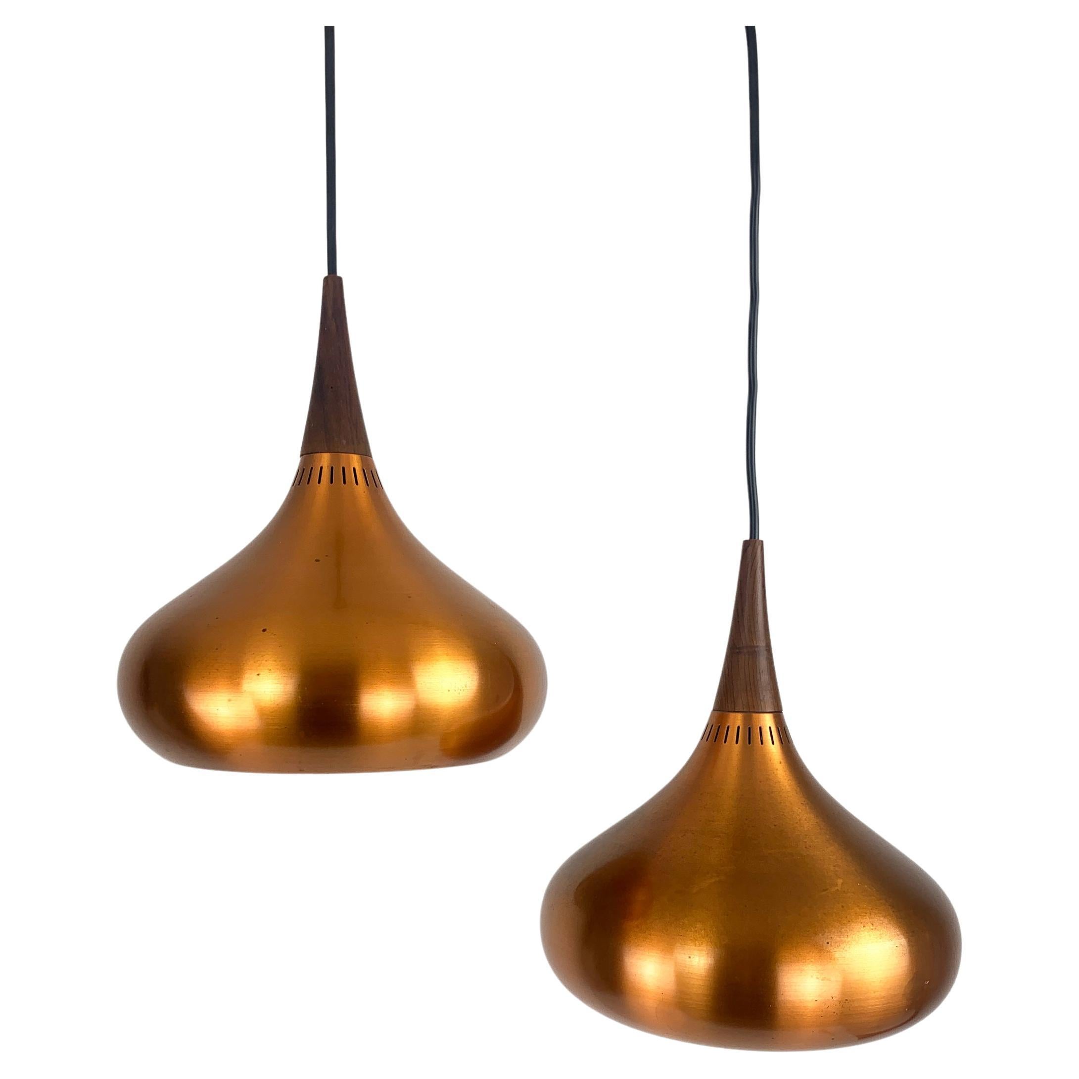 Pair of Danish Orient Minor Pendant Lamps in Copper, Jo Hammerborg, Fog & Mørup