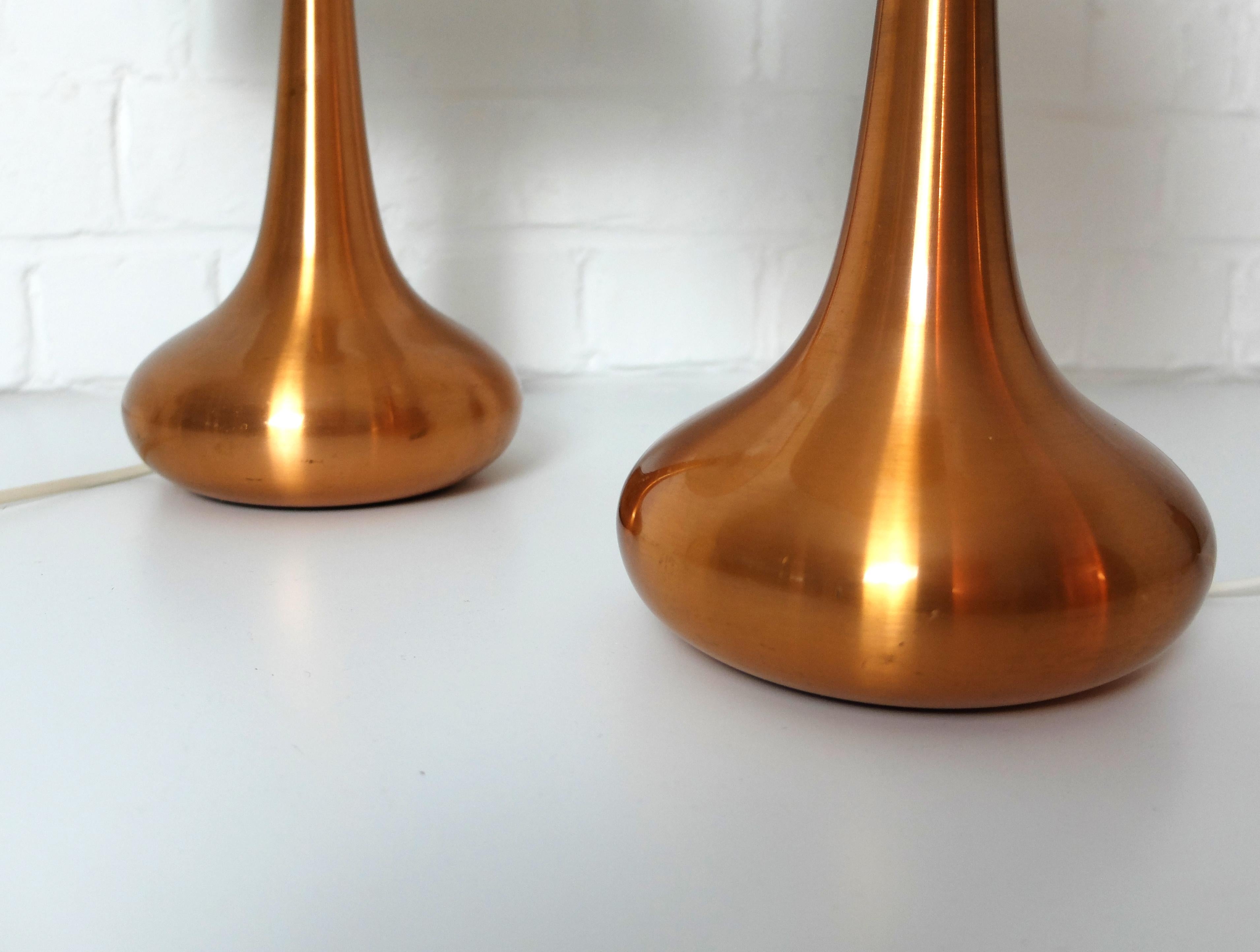 Pair of Danish Orient Table Lamps in Copper by Jo Hammerborg, Fog & Mørup, 1960s For Sale 4