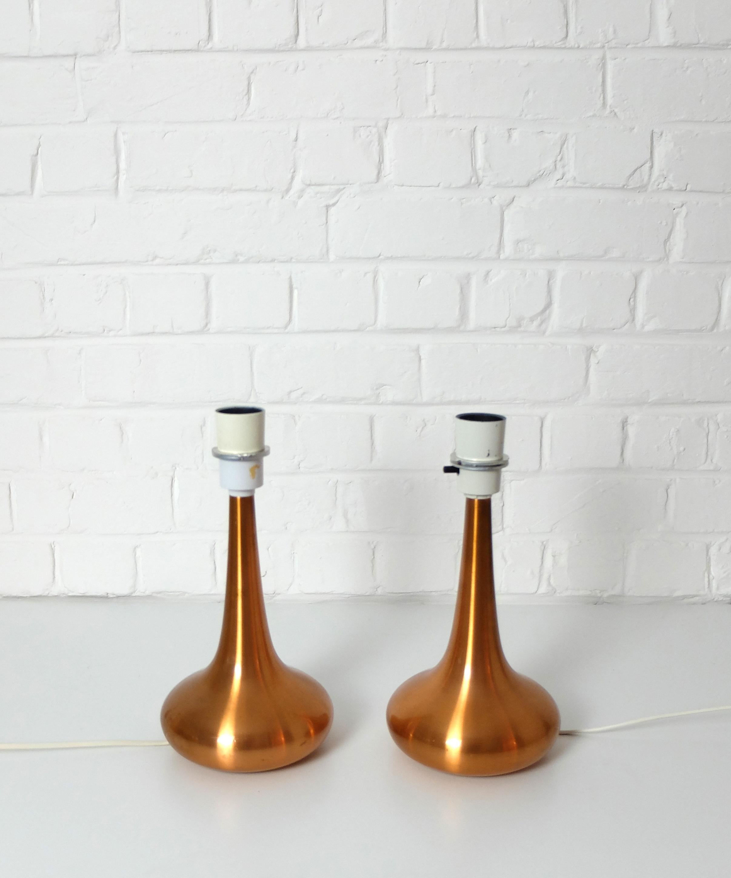 Pair of Danish Orient Table Lamps in Copper by Jo Hammerborg, Fog & Mørup, 1960s For Sale 6