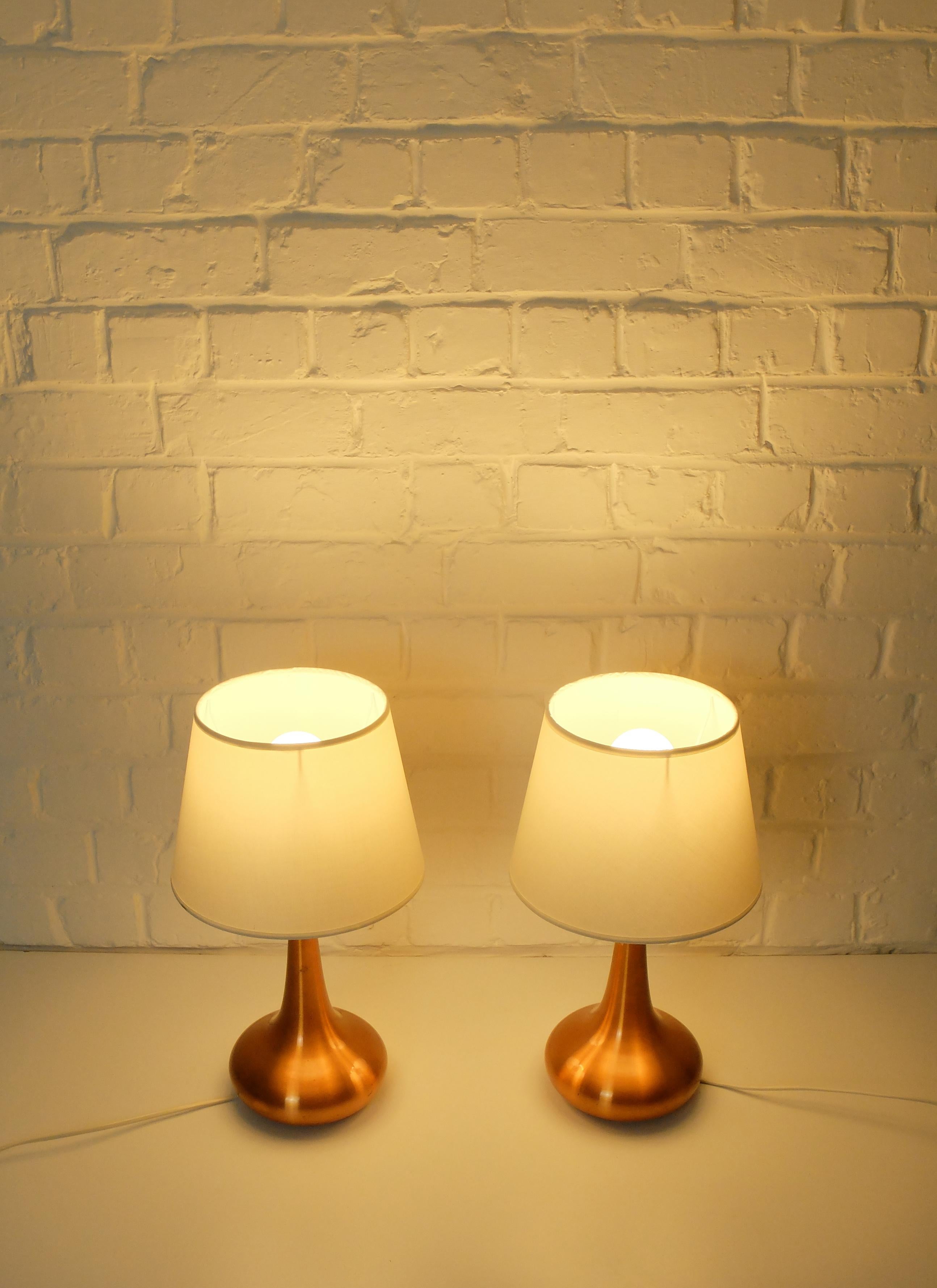 Metal Pair of Danish Orient Table Lamps in Copper by Jo Hammerborg, Fog & Mørup, 1960s For Sale