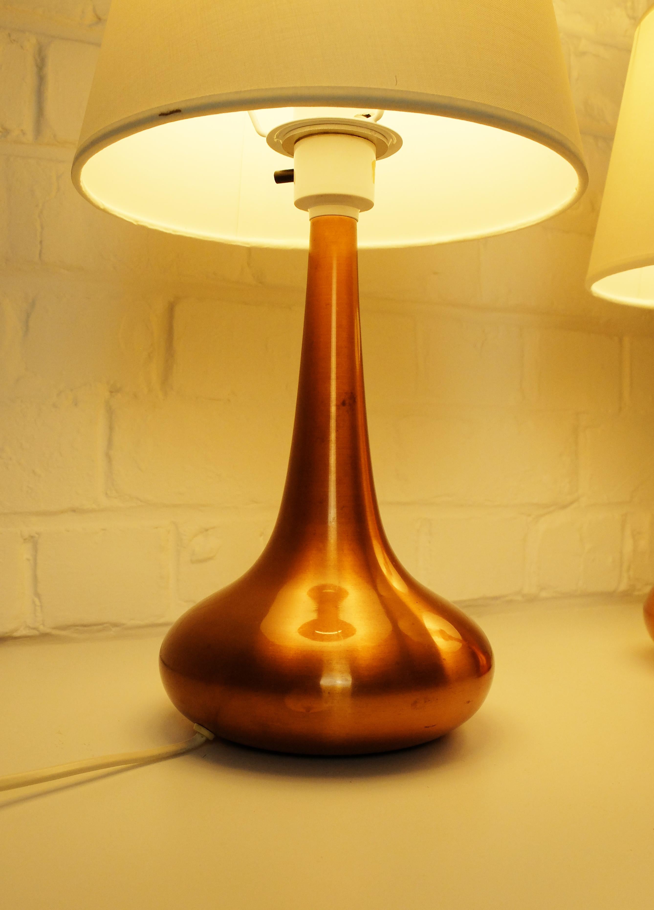 Pair of Danish Orient Table Lamps in Copper by Jo Hammerborg, Fog & Mørup, 1960s For Sale 2
