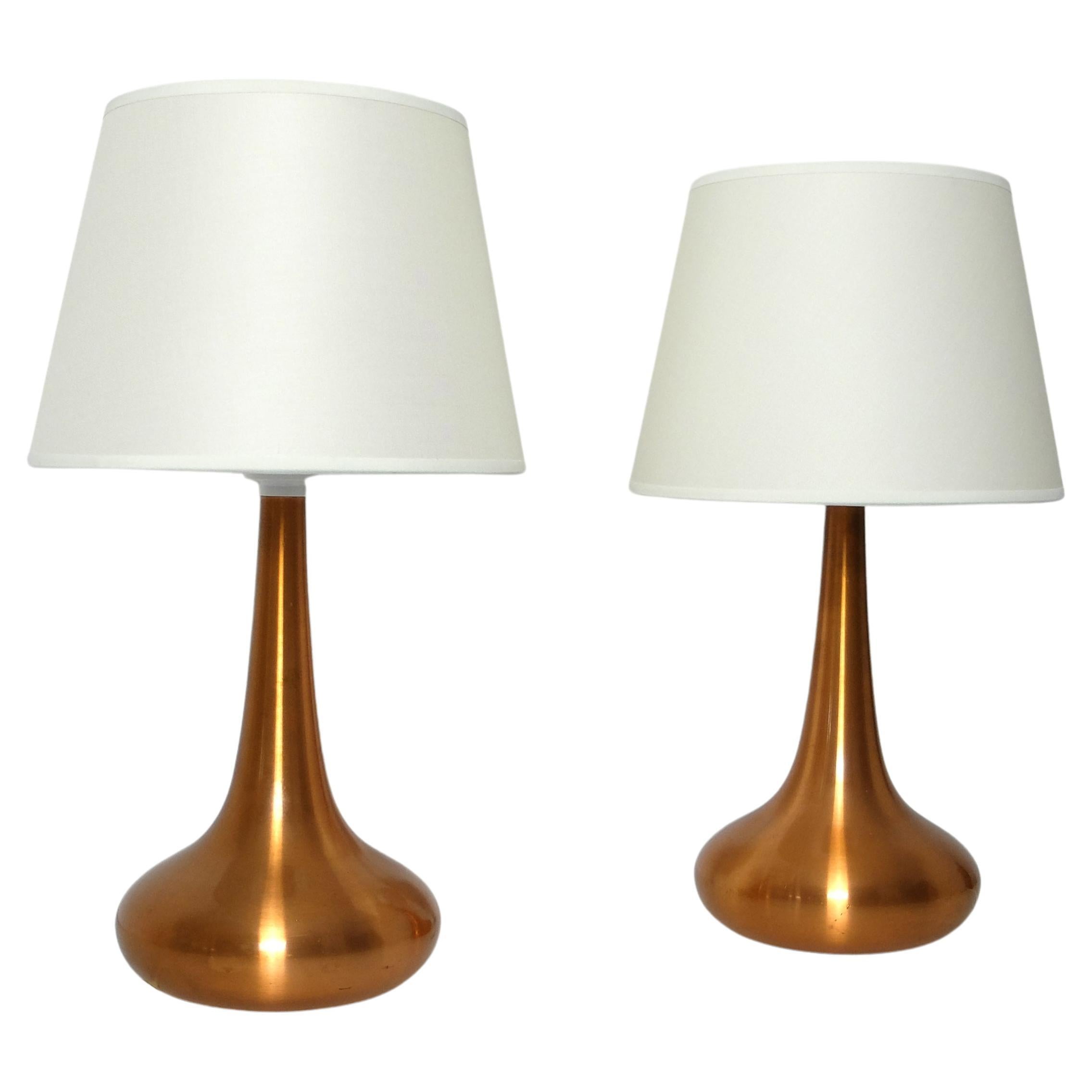 Pair of Danish Orient Table Lamps in Copper by Jo Hammerborg, Fog & Mørup, 1960s For Sale