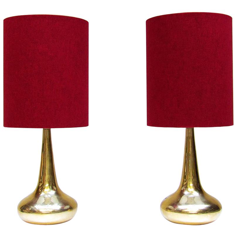 Pair of Danish "Orient" Table Lamps in Gold by Jo Hammerborg for Fog & Morup For Sale