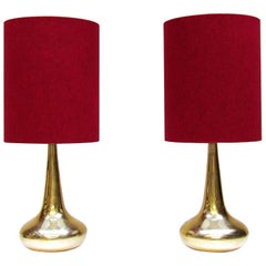 Pair of Danish "Orient" Table Lamps in Gold by Jo Hammerborg for Fog & Morup