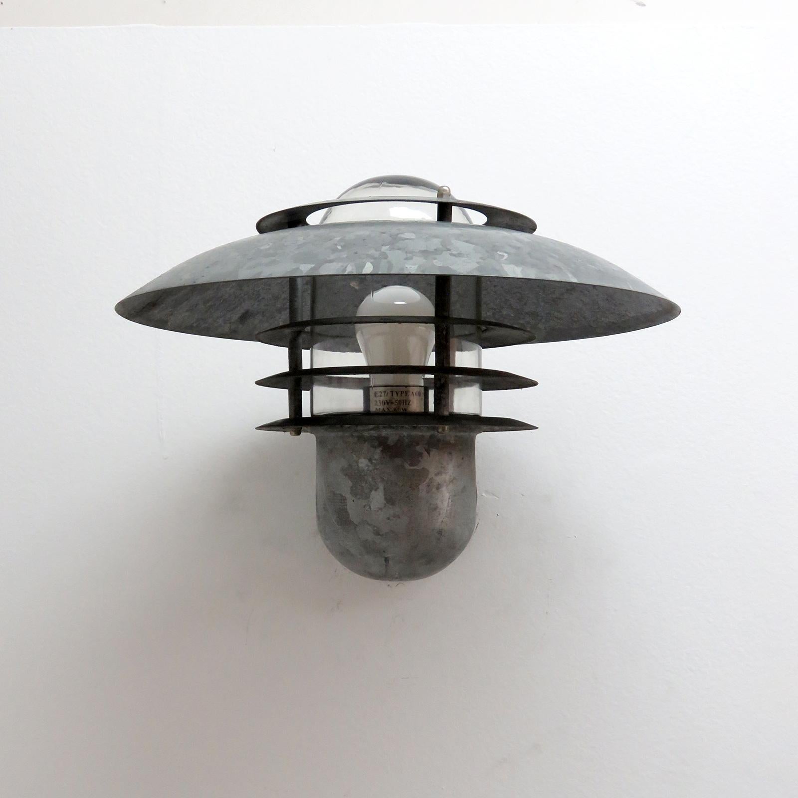 Galvanized Pair of Danish Outdoor Wall Lights by Nordlux